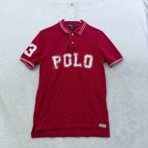 Polo Ralph Lauren Polo Shirt Boys L (14-16) Red Polo Logo Spell Out Knit Preppy